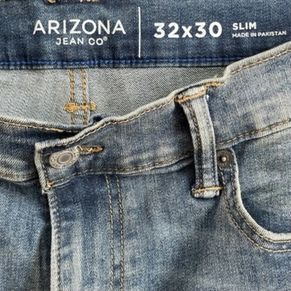 Arizona Jean Co Flex Slim Straight Medium Wash Blue Denim Jeans Sz 32x30 34W VG